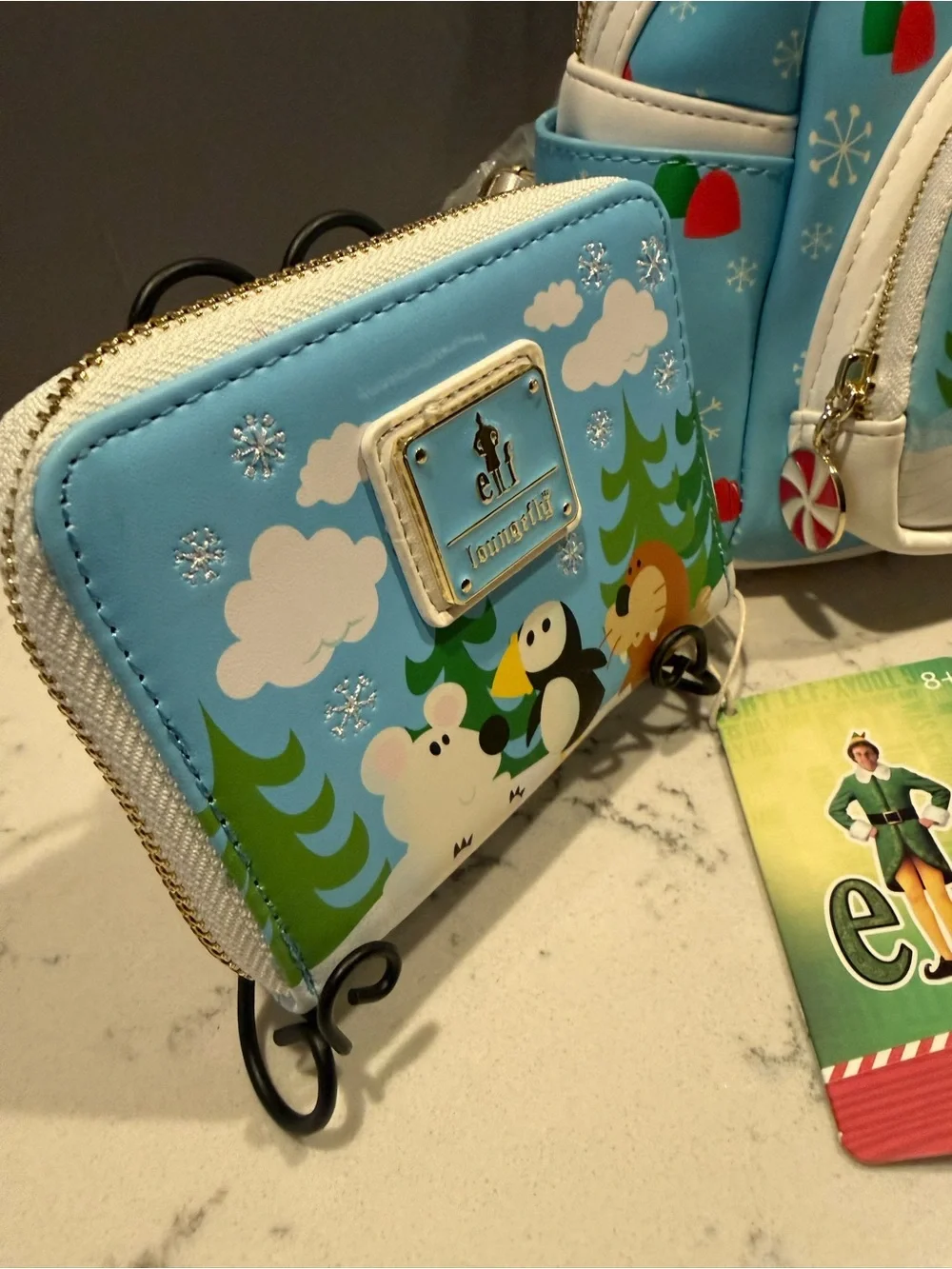 Loungefly Light Blue Elf Mini Backpack and Zip Wallet Set